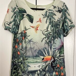 Tropical short sleeve dress with Toucan print